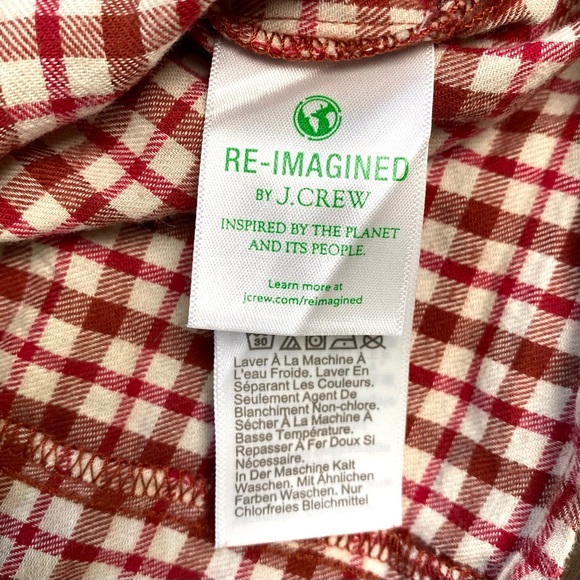 J. Crew Women's Red Plaid Ruffle Long Sleeve Blouse Top Square Neck Size L - Picture 9 of 12